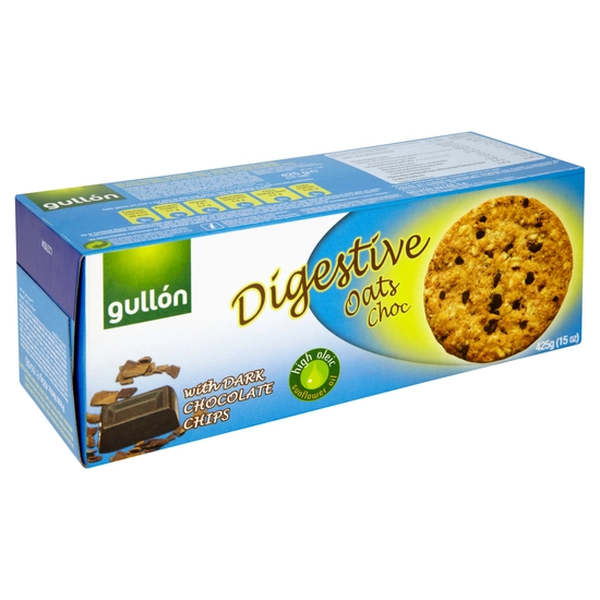 Gullón Digestive zabpelyhes korpás keksz étcsokoládé darabokkal, 425 g