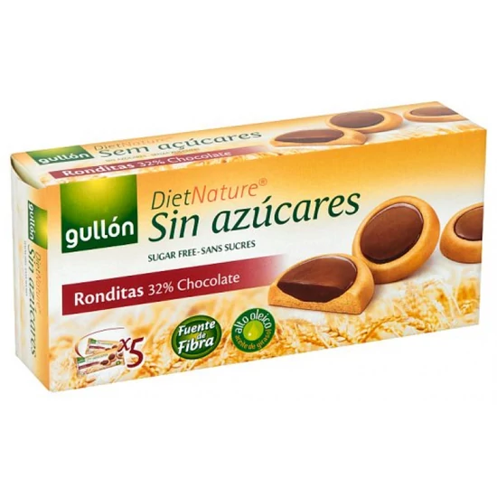 Gullón Ronditas keksz étcsokoládéval töltött, édesítőszerrel, 186 g