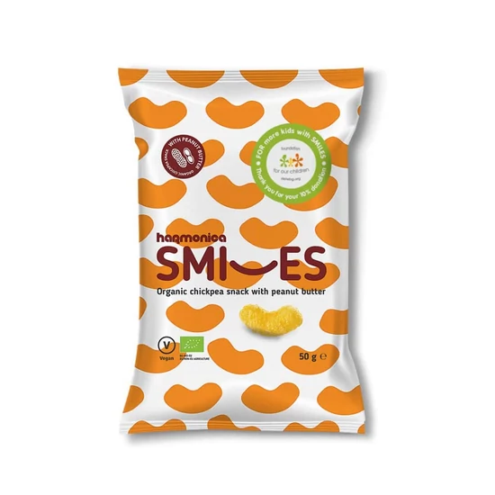 Harmonica bio SMILES csicseriborsó snack földimogyoró vajjal, 50 g