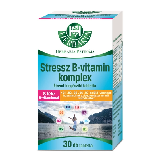 Herbária stressz B-vitamin komplex étrend-kiegészítő tabletta, 30 db