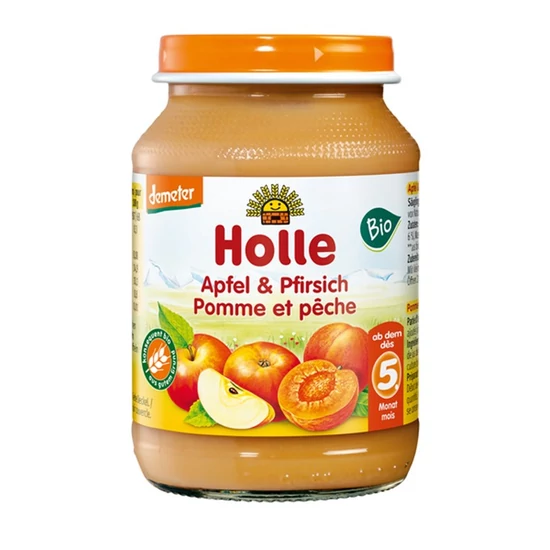 Holle bio bébiétel, őszibarack-alma 190 g