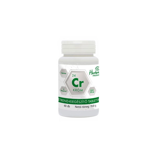Herbalprodukt Szerves Króm 250Mcg Étrend-Kiegészítő Tabletta 60db