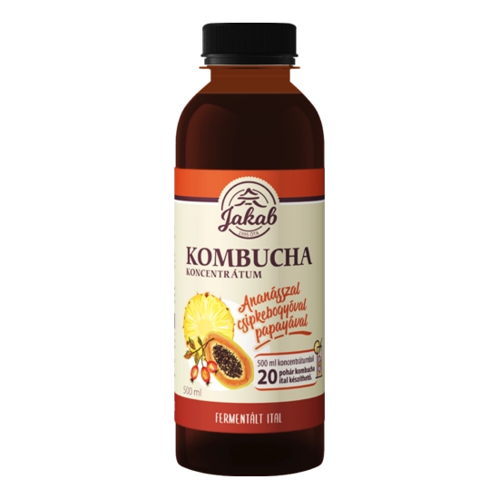 Kombucha tea koncentrátum ananásszal, csipkebogyóval, papayával, echinacea purpurea kivonattal és c-vitaminnal 500 ml