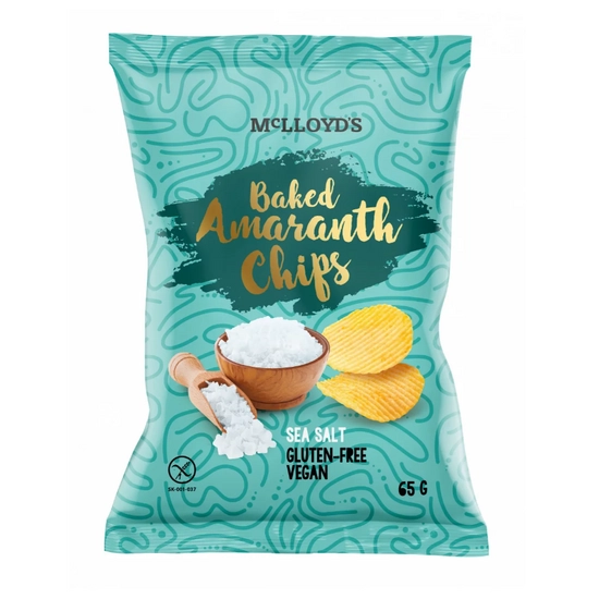 Mclloyds bio amaranth chips sült snack tengeri sós, 65 g