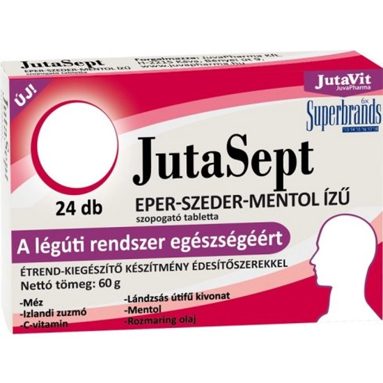 Jutavit Jutasept Eper-szeder-mentol ízű Szopogató Tabletta 24 db