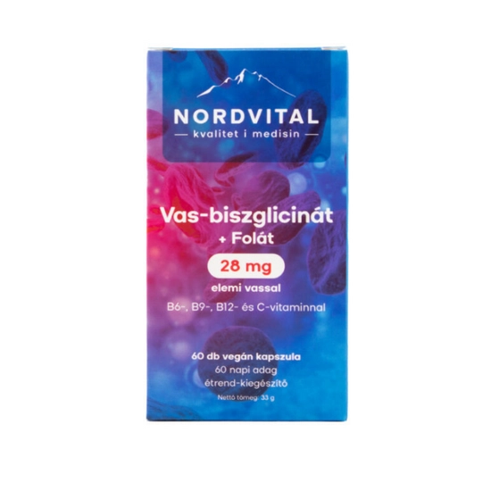 Nordvital vas-biszglicinát vegán kapszula, 60 db
