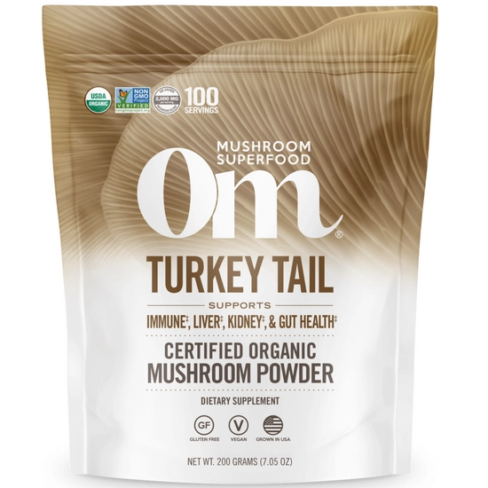 Om Mushrooms Turkey Tail Mushroom Powder Lepketaplógyógygomba por 200g 