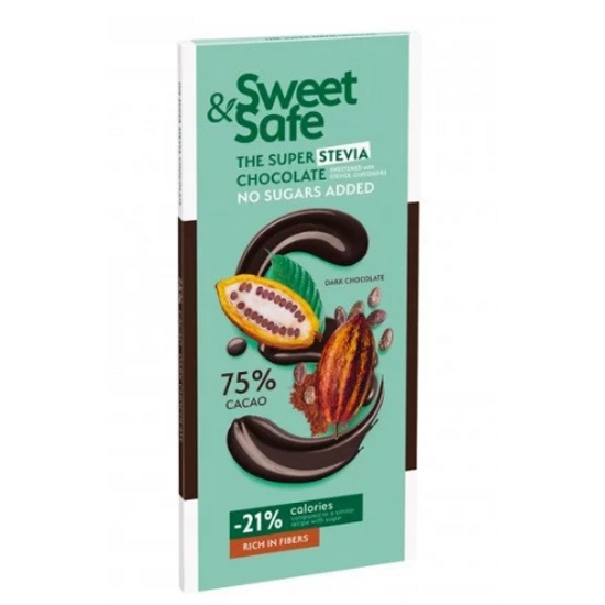 Sweet&amp;safe táblás étcsoki steviával, 90 g