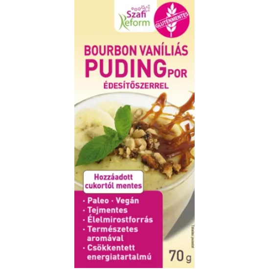 Szafi Reform Bourbon vaníliás pudingpor édesítőszerrel (gluténmentes, paleo, vegán), 70 g