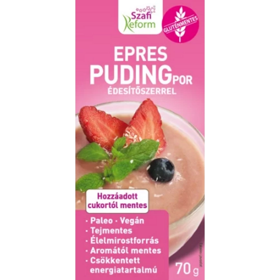 Szafi Reform epres pudingpor édesítőszerrel (gluténmentes, paleo, vegán), 70 g