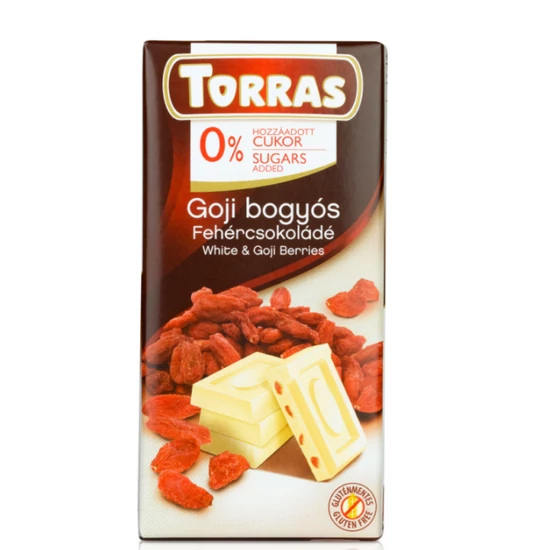 Torras fehércsokoládé goji bogyós, 75 g