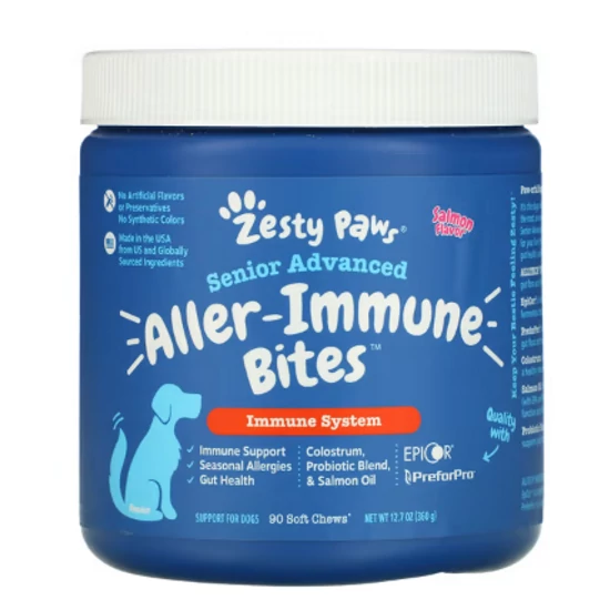 Zesty Paws Senior immunerősítő jutalomfalat kutyáknak, lazacos, 90db