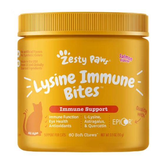 Zesty Paws Immuntámogató lizin falatok macskáknak, lazacos, 60db