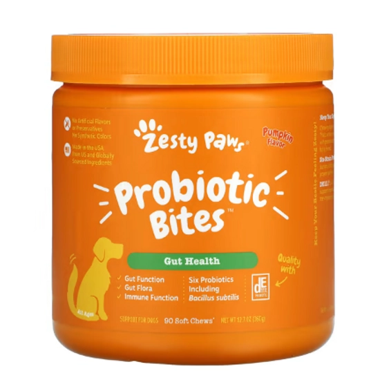 Zesty Paws Probiotikus falatok kutyáknak, sütőtökös, 90db