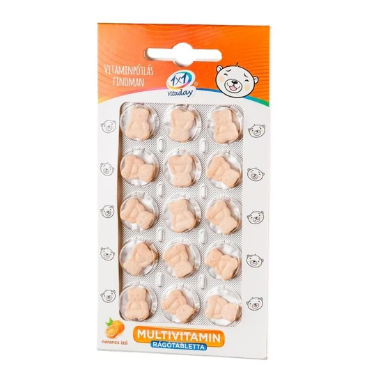1x1 Vitaday Mackó Multivitamin, narancsízű rágótabletta, 15 db