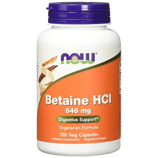 NOW Betaine HCI emésztőenzim 648 mg, 120 Vcaps