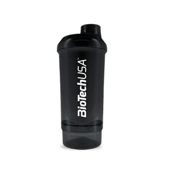 BioTech Keverőpalack Wave+ Compact 500ml (+150ml) fekete-füst