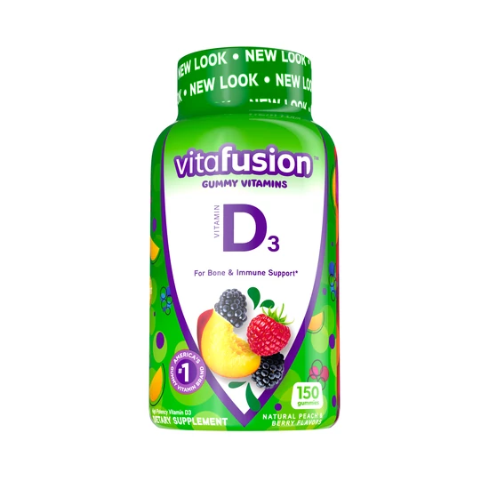 Vitafusion D3-Vitamin, őszibarack-bogyós gyümölcs ízű gumivitamin 2000 NE, 150db