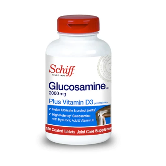 Schiff Glucosamine Plus D3 vitamin tabletta hialuronsavval 2000 mg, 150 db