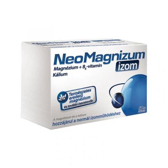 Neomagnizum Izom Magnéziumot Káliumot És B6-Vitamint Tartalmazó Tabletta 50db