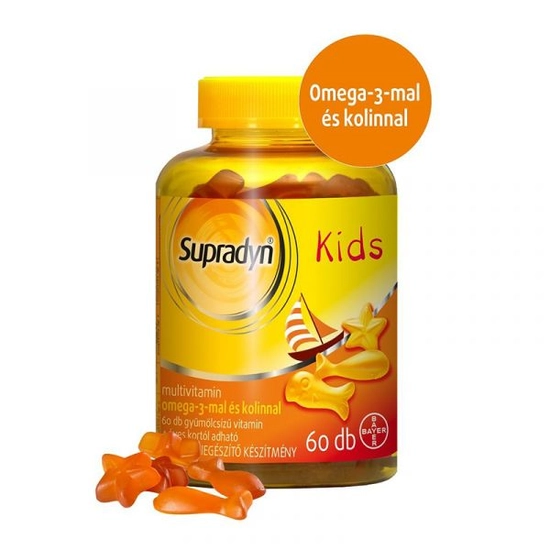 Supradyn Kids Vitaminokat Omega-3-Zsírsavat És Kolint Tartalmazó 60db