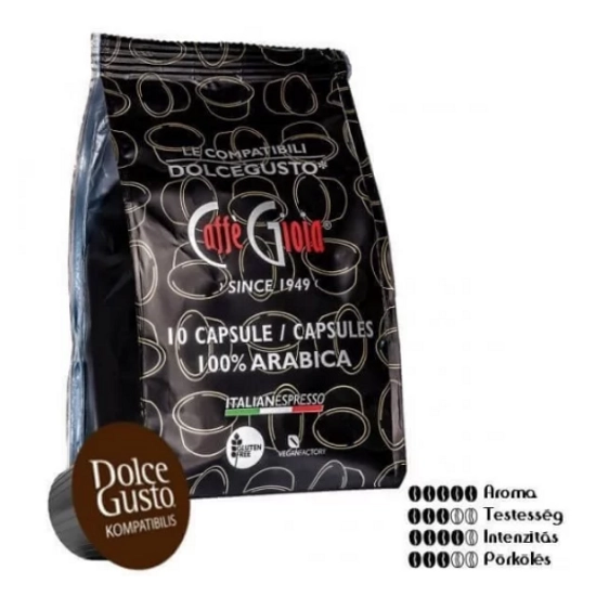 Caffé gioia kávékapszula dolce gusto kávégépekkel kompatibilis 100% arabica kivitel 10 db