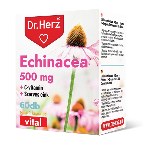 Dr. Herz Echinacea 500 mg + C-vitamin + Szerves Cink 60db
