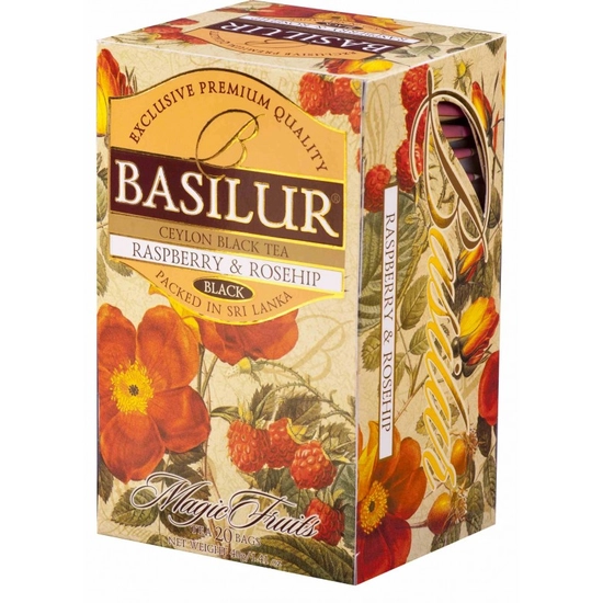 Basilur Magic Fruits Málna-csipkebogyó gyümölcstea filteres tea, 20 filter - 70181