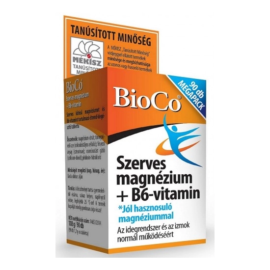 BioCo Szerves Magnézium + B6-vitamin Megapack, 90 db tabletta