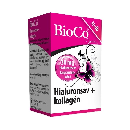 BioCo Hialuronsav 30mg + Kollagén kapszula, 30 db
