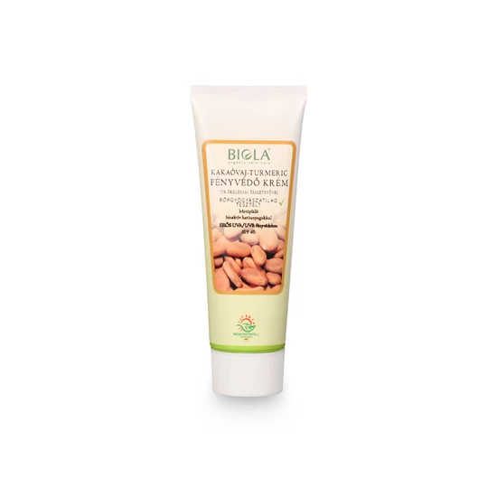Biola Kakaóvaj-turmeric fényvédő krém, dermatológiailag tesztelt, sötét, 75 ml