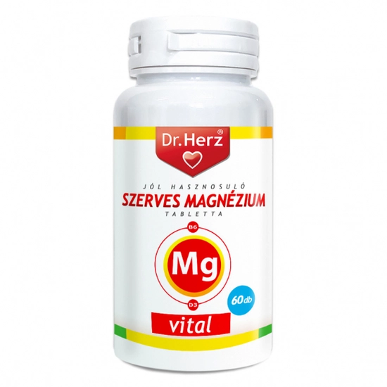 Dr. Herz Szerves Magnézium + B6 + D3 tabletta, 60 db
