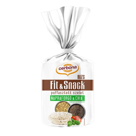Cerbona puffasztott rizsszelet napraforgó-chia, 90 g