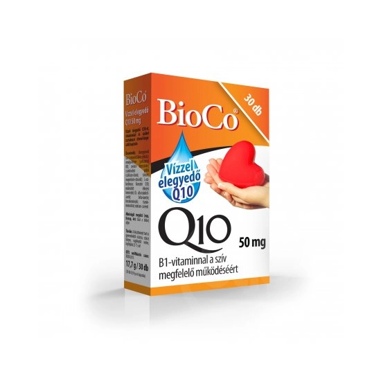 BioCo Vízzel elegyedő Q10 50mg B1-vitaminnal, 30 db kapszula