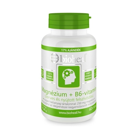Bioheal Magnézium + B6-vitamin szerves, nyújtott felszívódású, 70 db
