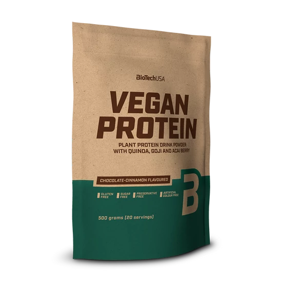 Biotech Vegan Protein, csokoládé-fahéj ízben, 500g