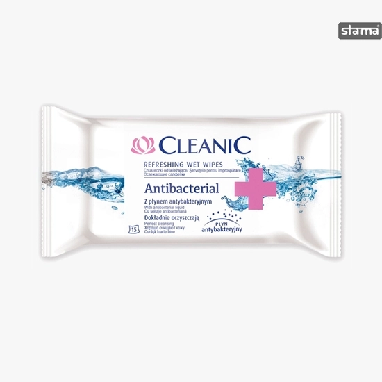 Cleanic törlőkendő antibacterial, 15 db