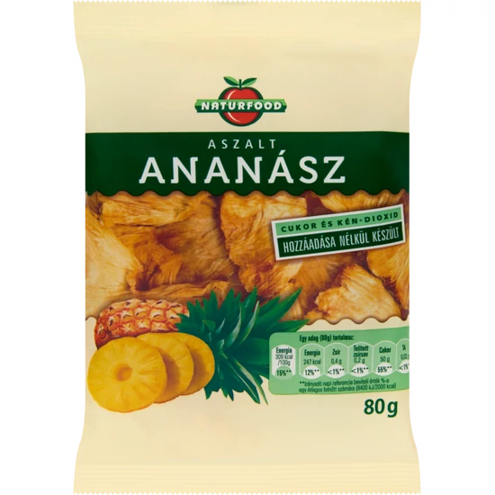 Naturfood Aszalt ananász cukor nélkül, 80 g