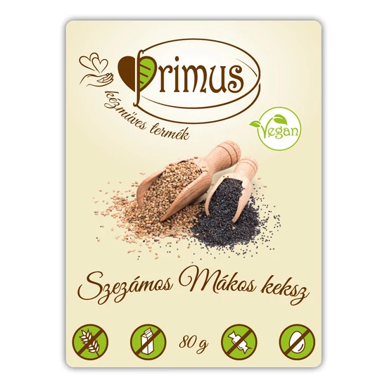 Primus Vegán Szezámos Mákos Keksz 80G