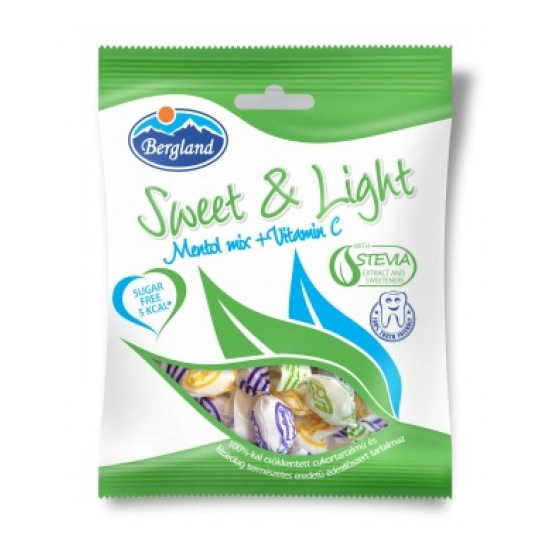 Sweet&amp;light Mentol Mix + vitamin C Cukormentes Cukorka 60 g