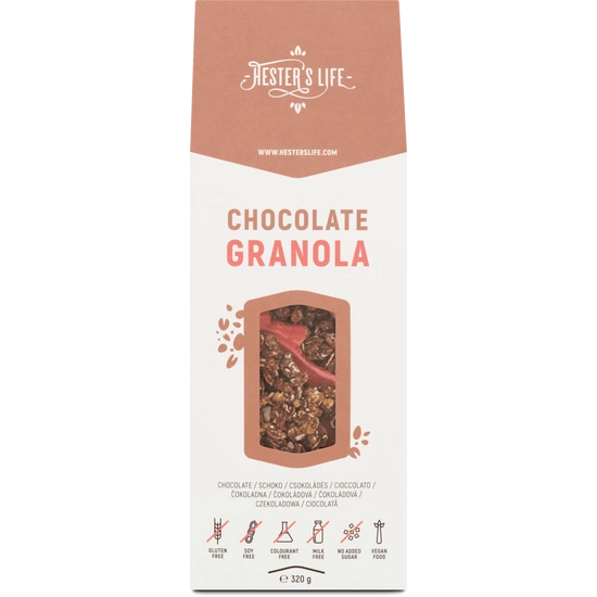 Hester's gluténmentes csokoládés granola, 320g