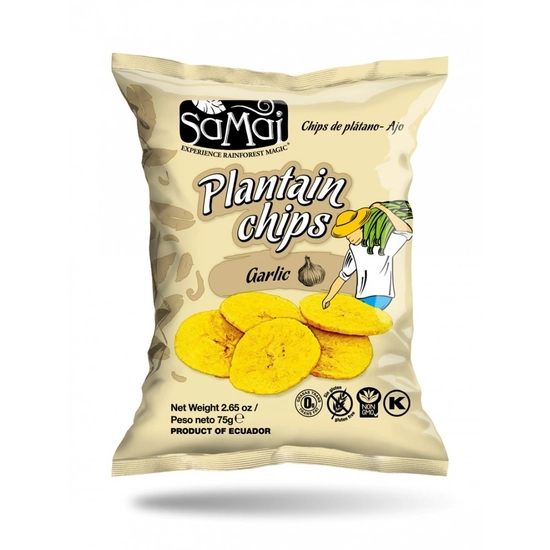 Samai Plantain Főzőbanán Chips Fokhagymás, 75 g