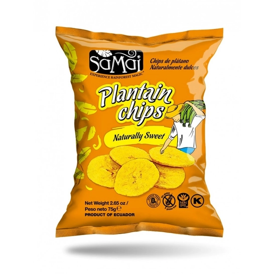 Samai Plantain Főzőbanán Chips Natúr édes, 75 g