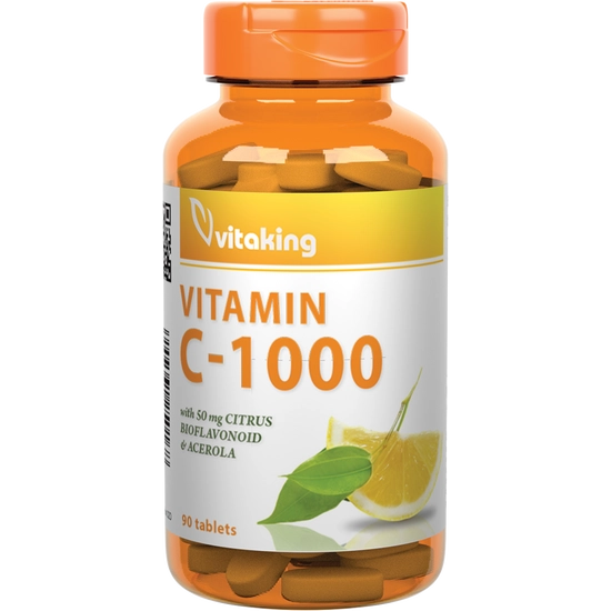 Vitaking C-vitamin 1000 mg Bioflavonoid, acerola, csipkebogyó tabletta, 90 db