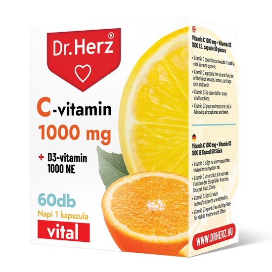 Dr. Herz C-vitamin 1000 mg + D3-vitamin 1000 NE kapszula, 60 db