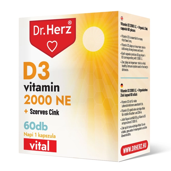Dr. Herz D3-vitamin 2000 NE + Szerves Cink kapszula, 60 db