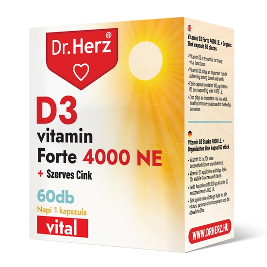 Dr. Herz D3-vitamin 4000 NE + Szerves Cink kapszula, 60 db