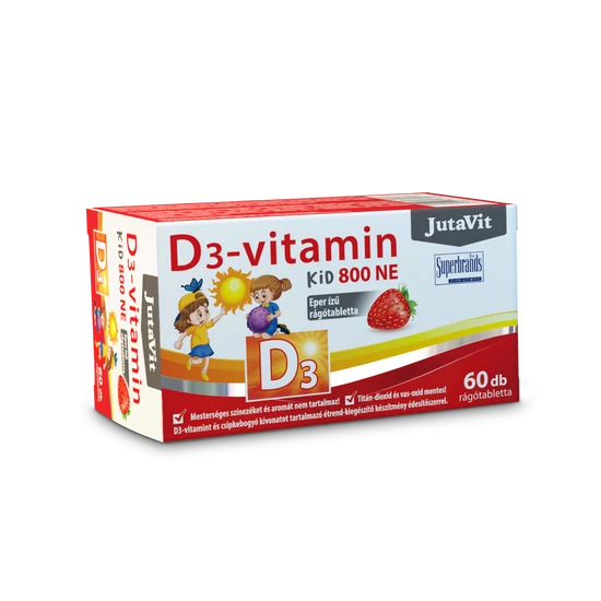 JutaVit D3-vitamin 800-NE KID eper ízű rágótabletta 60db