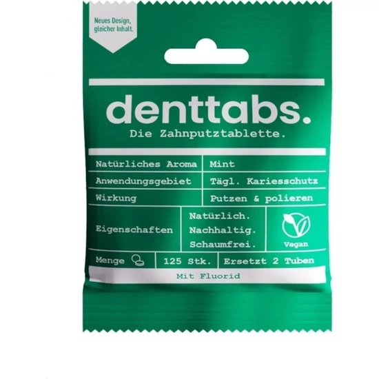 Denttabs fogtisztító tabletta, fluoriddal, 125db