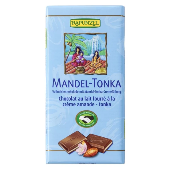 Rapunzel bio tejcsokoládé mandula-tonka krémmel, 100 g